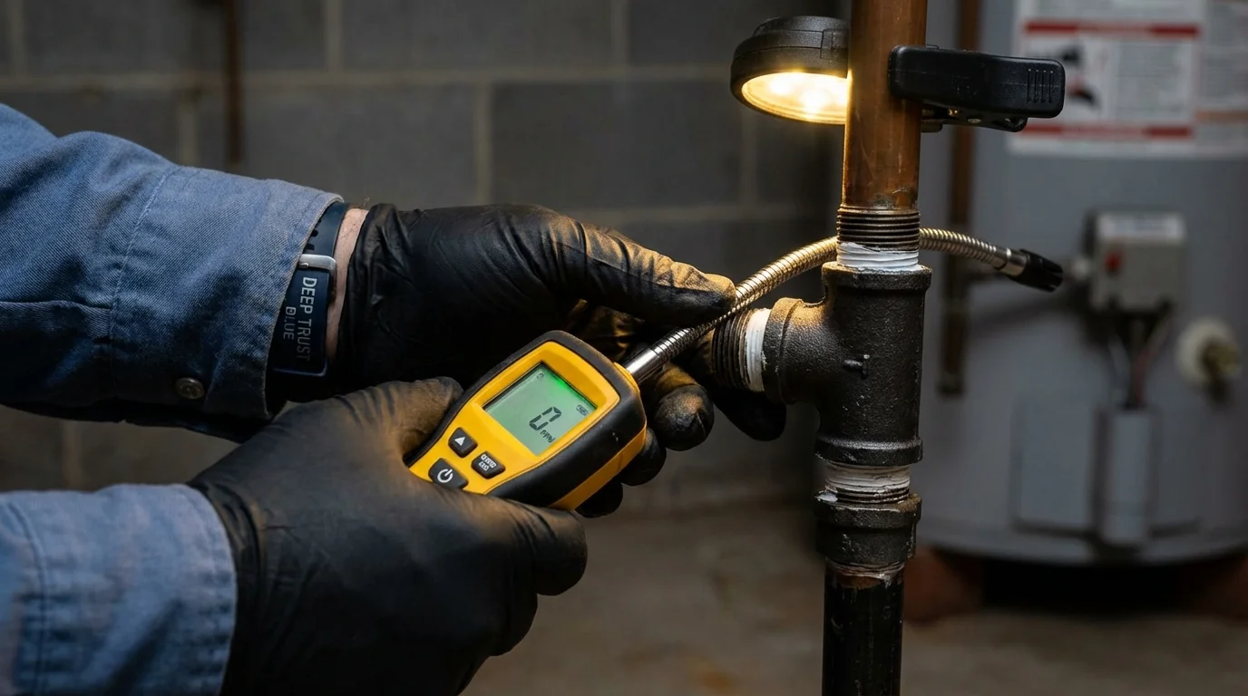 Gas leak detection with electronic sniffer by Johns Plumbing LLC in Dodge City
